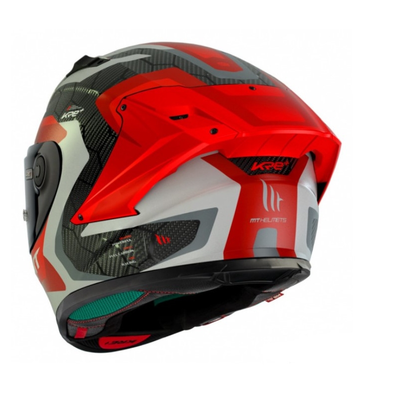 MT KRE+ Carbon Výkonná šedo-červená integrálna motocyklová prilba
