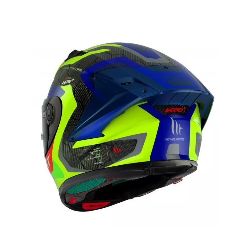 MT KRE+ Carbon Powerful fluo žlto-modrá integrálna motocyklová prilba