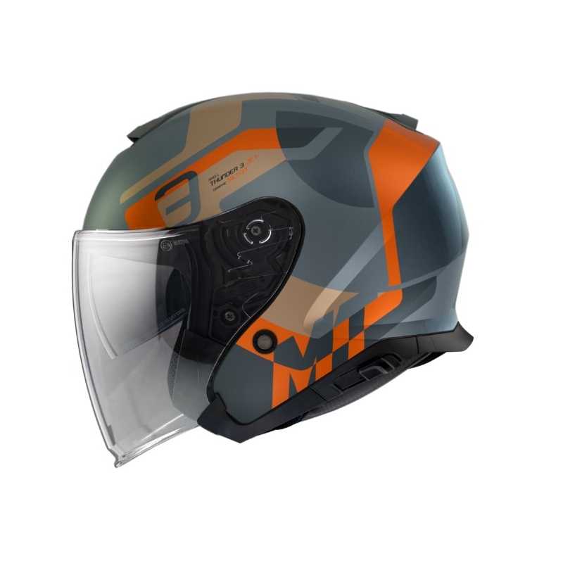 Otvorená prilba na motocykel MT Thunder 3 SV Jet Silton C4 sivo-modro-oranžová