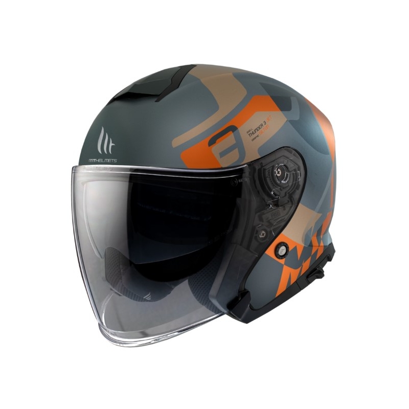 Otvorená prilba na motocykel MT Thunder 3 SV Jet Silton C4 sivo-modro-oranžová