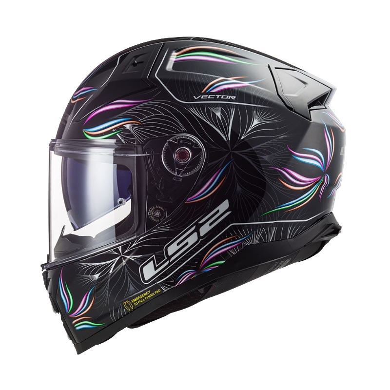 Prilba na motocykel LS2 FF811 Vector II Tropical bielo-fialovo-čierná