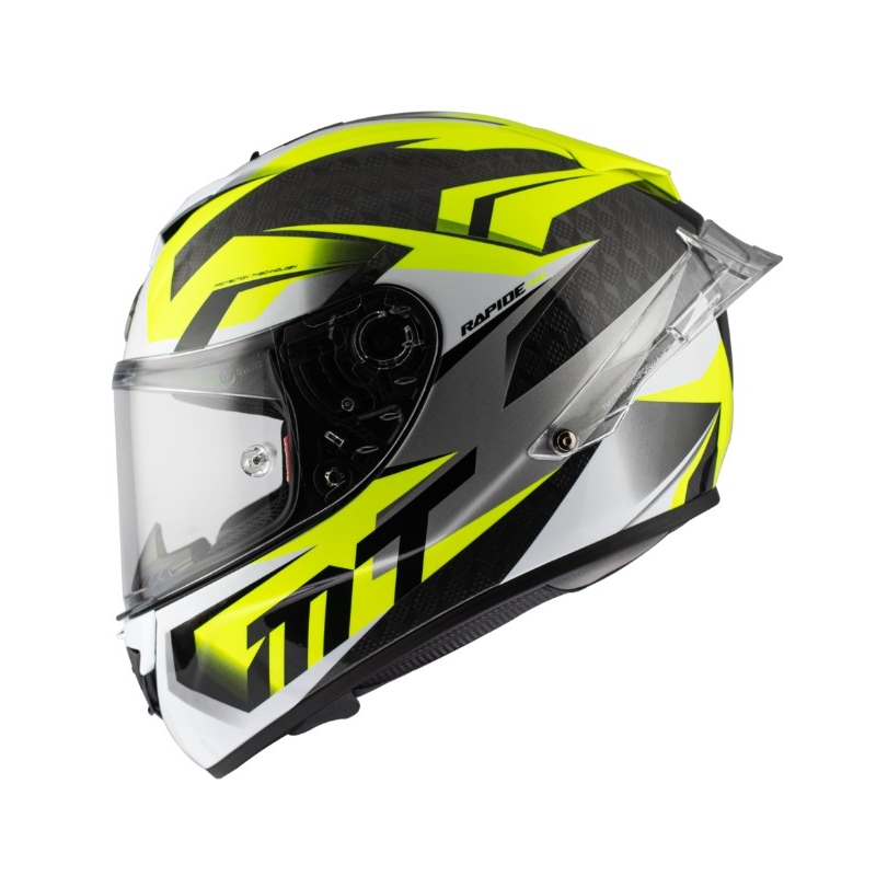 Integrálna prilba na motocykel MT Rapide Pro Fugaz D3 čierno-sivo-bielo-fluorescenčno žltá