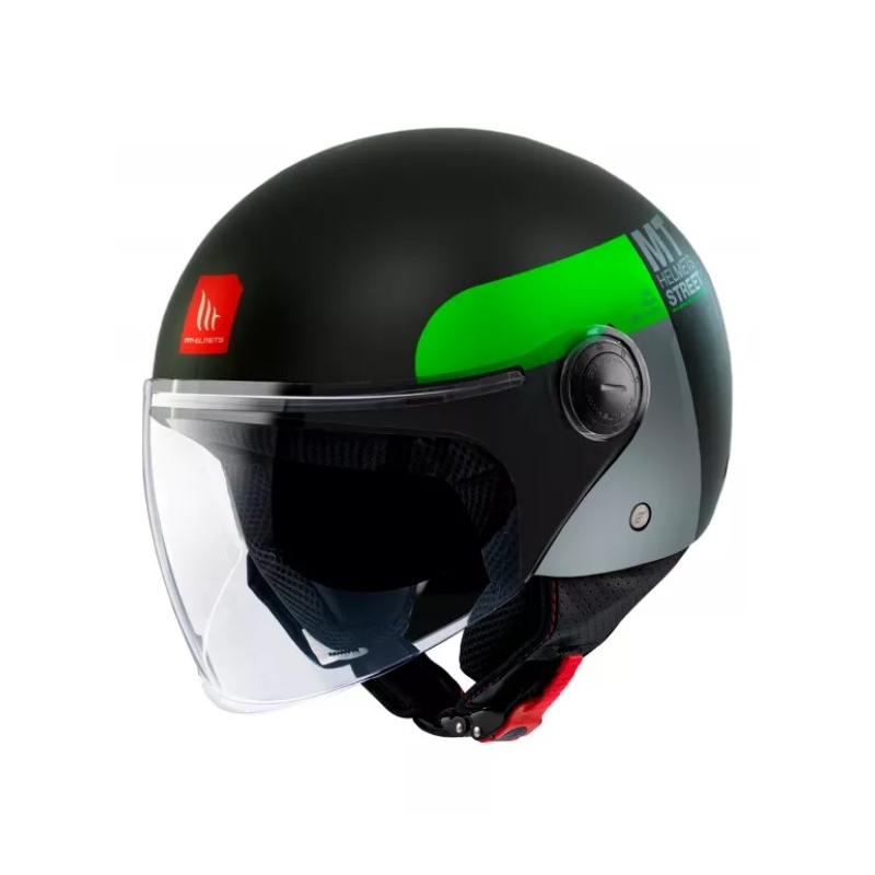 Otvorená prilba na motocykel MT Street Inboard D6 čierno-zelená výpredaj