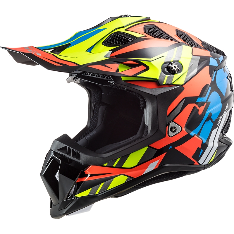 Motokrosová prilba LS2 MX700 Subverter Rascal čierno-modro-oranžovo-fluo žltá