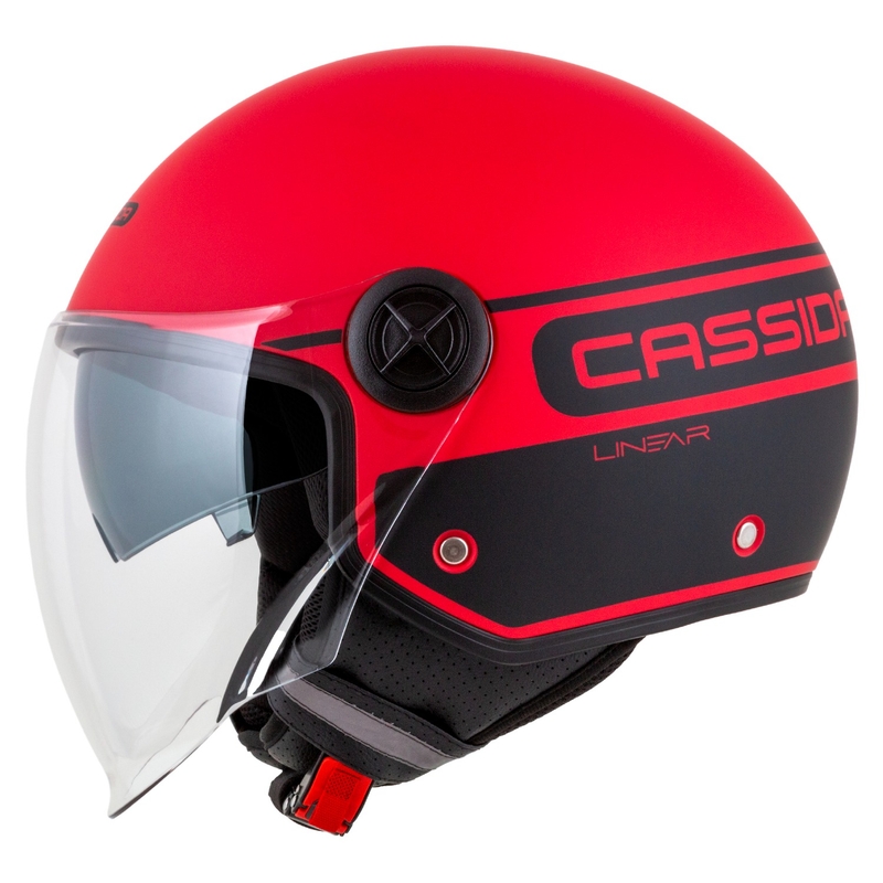 Otvorená prilba na motocykel Cassida Handy Plus Linear červeno-čierna