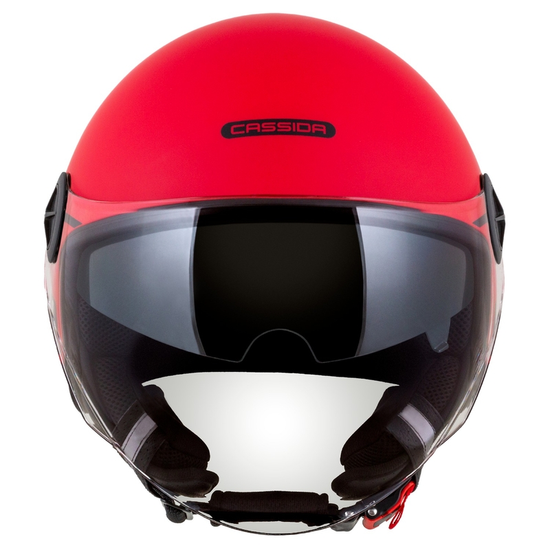 Otvorená prilba na motocykel Cassida Handy Plus Linear červeno-čierna