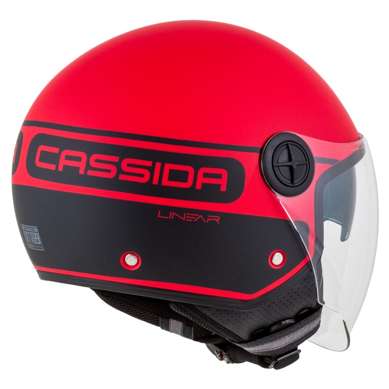 Otvorená prilba na motocykel Cassida Handy Plus Linear červeno-čierna