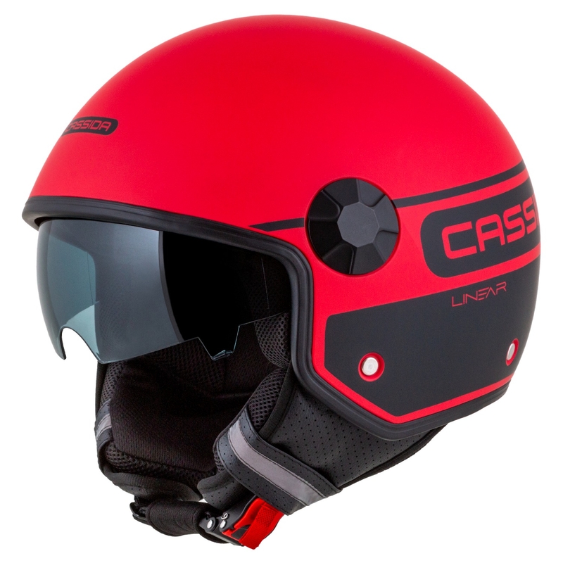 Otvorená prilba na motocykel Cassida Handy Plus Linear červeno-čierna