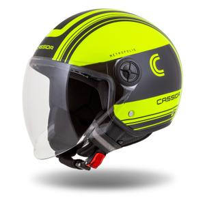 Otvorená prilba na motocykel Cassida Handy Metropolis Safety fluorescenčno žlto-čierno-reflexná šedá