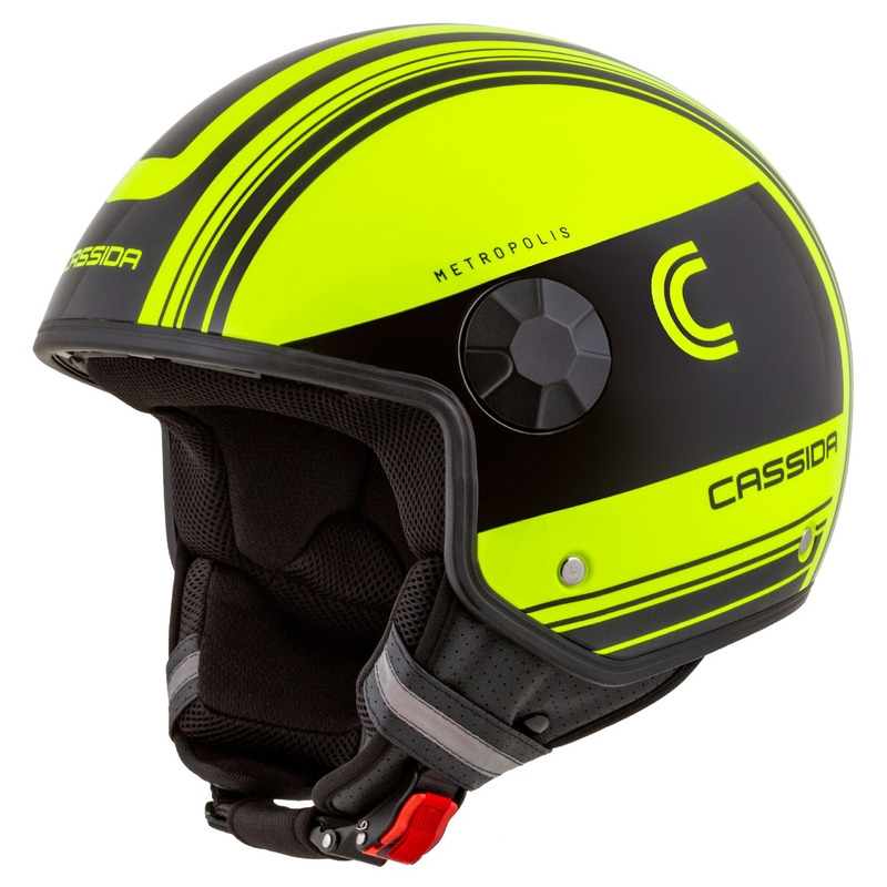 Otvorená prilba na motocykel Cassida Handy Metropolis Safety fluorescenčno žlto-čierno-reflexná šedá