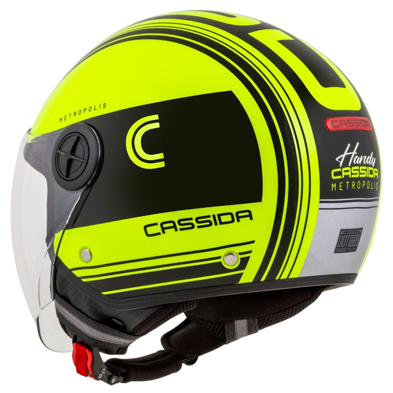Otvorená prilba na motocykel Cassida Handy Metropolis Safety fluorescenčno žlto-čierno-reflexná šedá