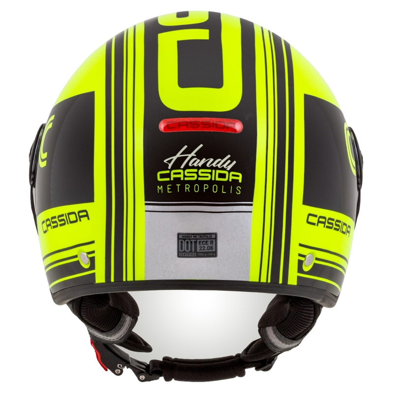 Otvorená prilba na motocykel Cassida Handy Metropolis Safety fluorescenčno žlto-čierno-reflexná šedá