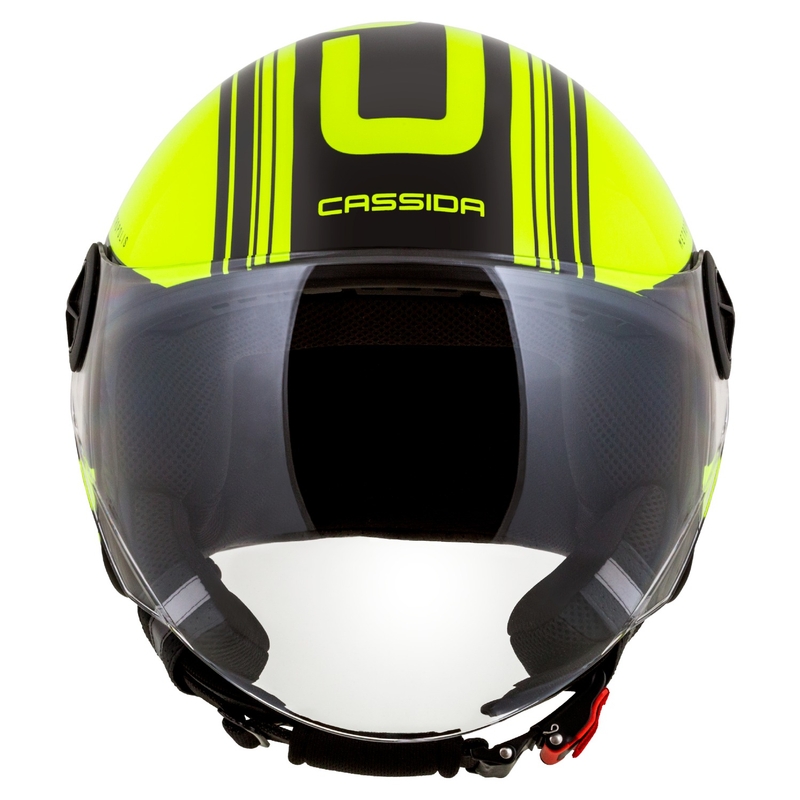 Otvorená prilba na motocykel Cassida Handy Metropolis Safety fluorescenčno žlto-čierno-reflexná šedá