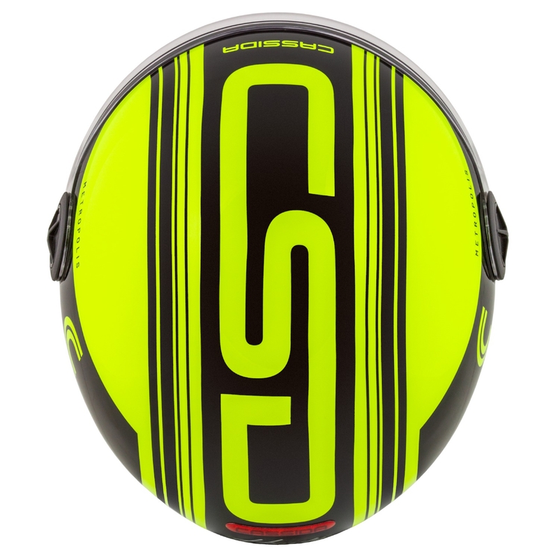 Otvorená prilba na motocykel Cassida Handy Metropolis Safety fluorescenčno žlto-čierno-reflexná šedá