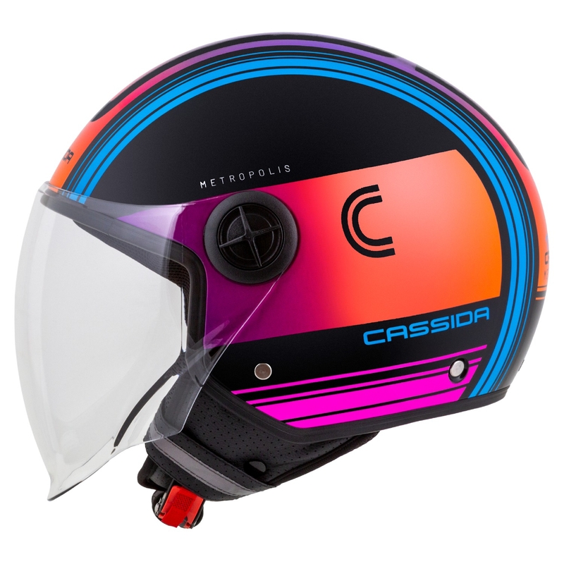 Otvorená prilba na motocykel Cassida Handy Metropolis čierno-tyrkysová gradient