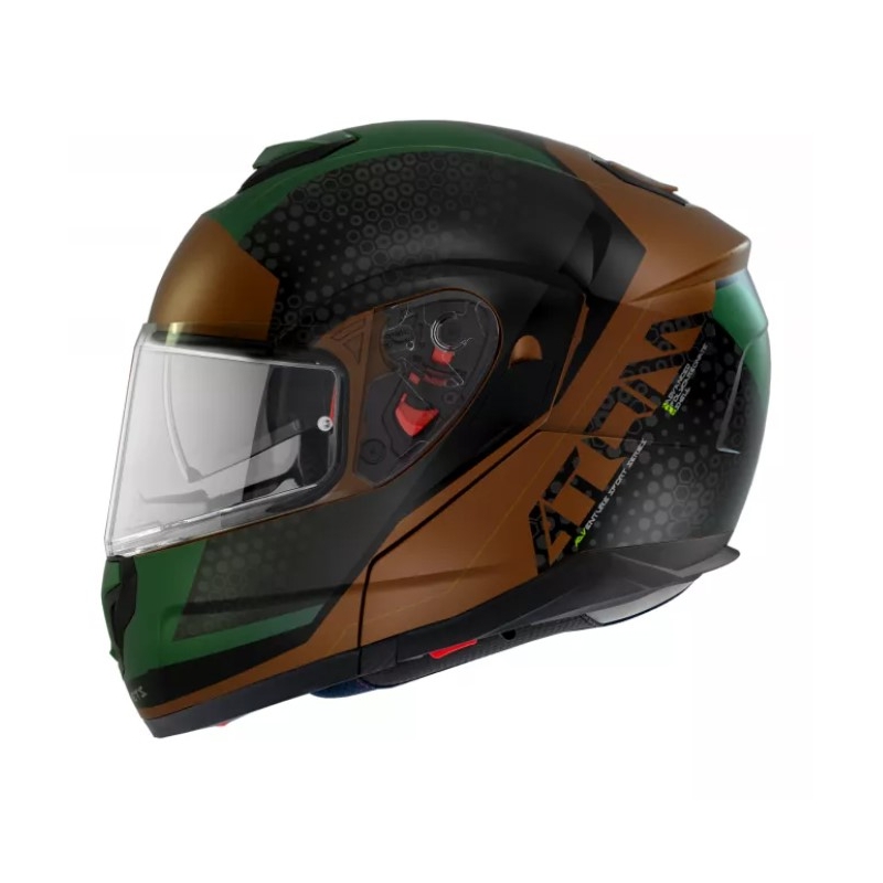 Odklápacia prilba na motocykel MT Atom SV Adventure A6 čierno-hnedo-zelená