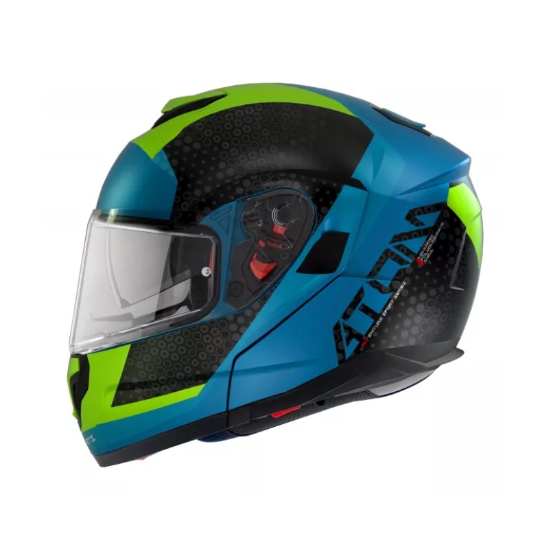 Odklápacia prilba na motocykel MT Atom SV Adventure A7 čierno-zeleno-modrá