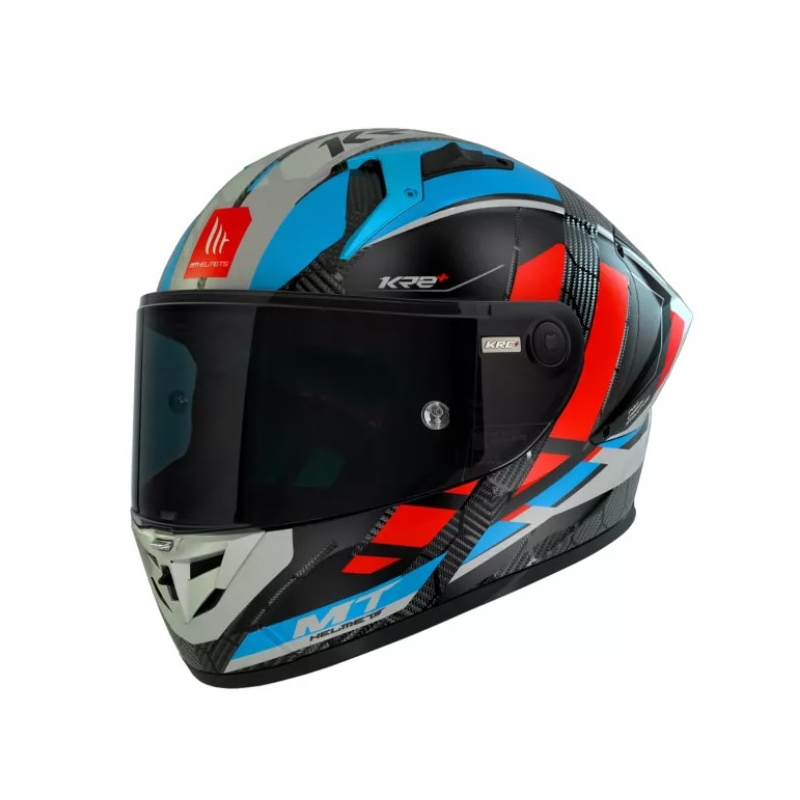 MT KRE+ Carbon Longlap Black-Grey-Red-Blue Integral Motocyklová prilba