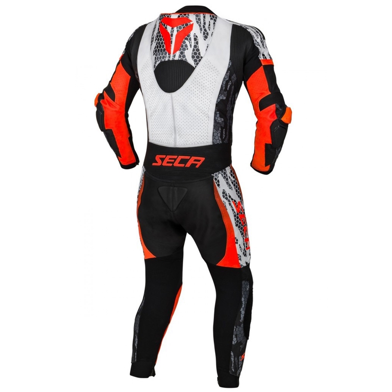 Jednodielna kombinéza na motocykel SECA SRS One čierno-bielo-fluo červená výpredaj