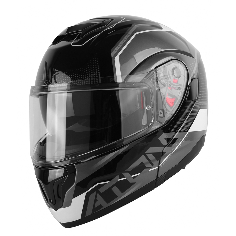 Odklápacia prilba na motocykel MT Atom SV Quark čierno-šedo-biela lesklá výpredaj