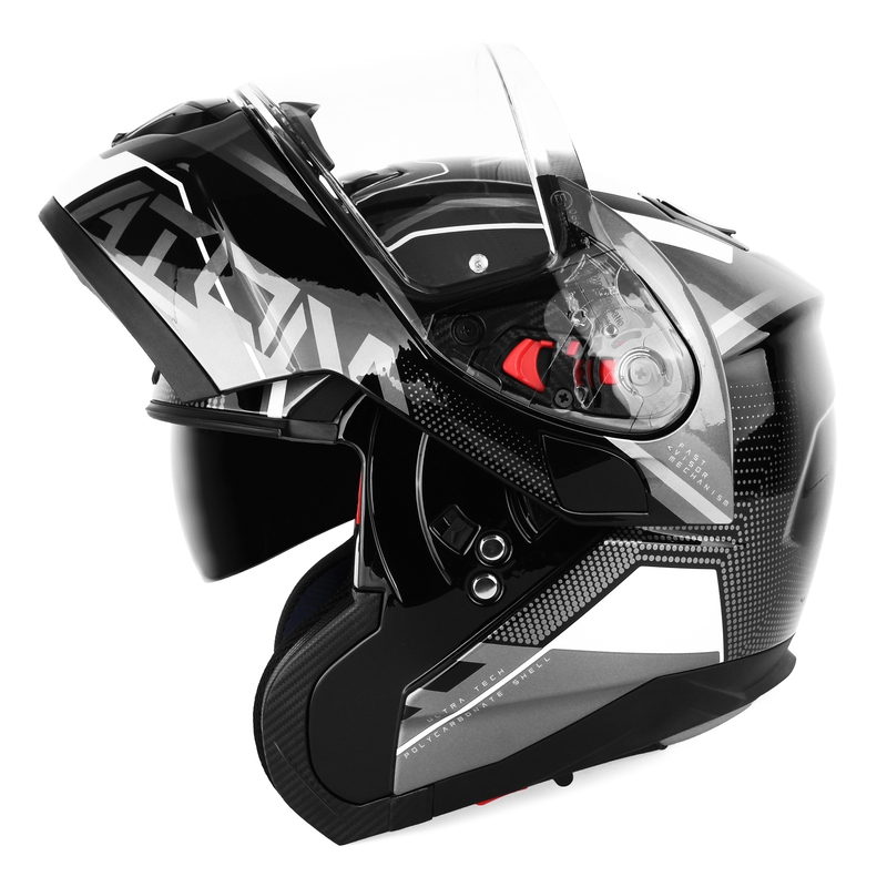 Odklápacia prilba na motocykel MT Atom SV Quark čierno-šedo-biela lesklá výpredaj
