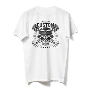 Tričko RSA American Custom Skull bielé výpredaj