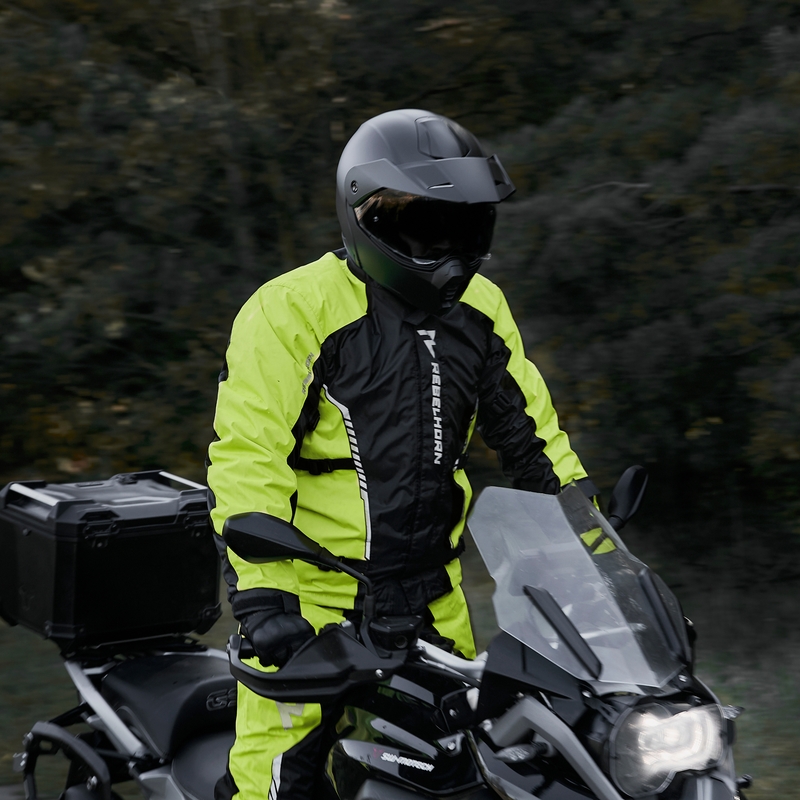 Moto bunda do dažďa Rebelhorn Patrol fluo žlto-čierna