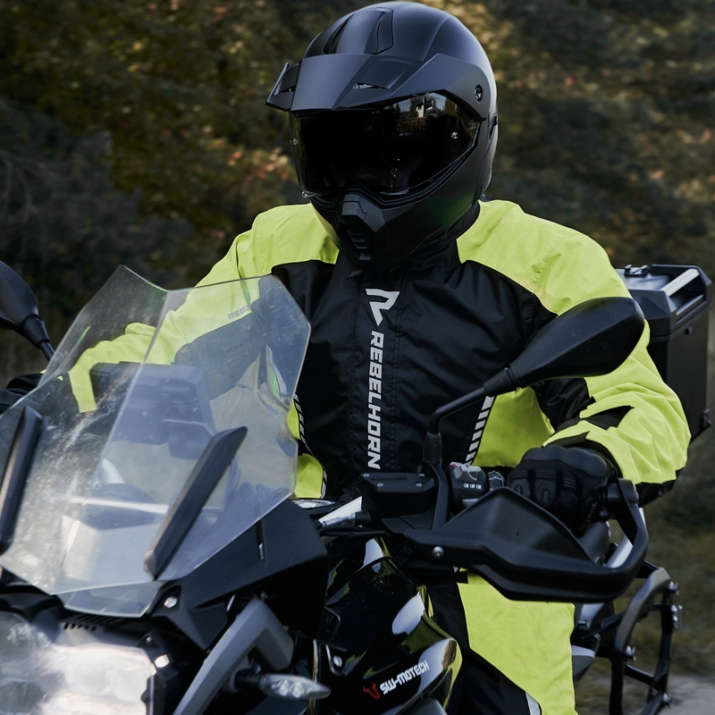 Moto bunda do dažďa Rebelhorn Patrol fluo žlto-čierna