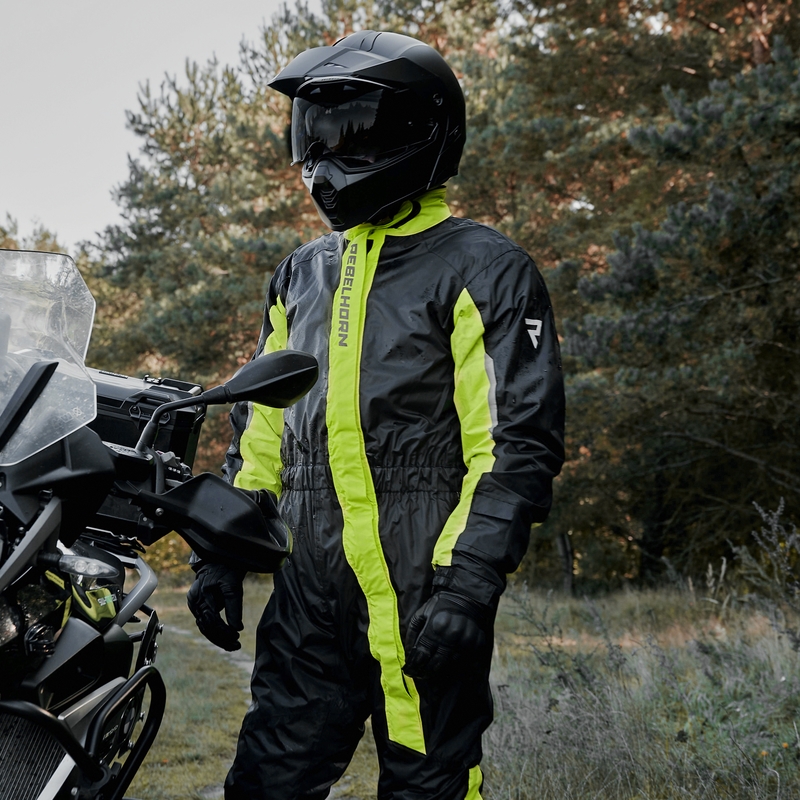 Moto bunda do dažďa Rebelhorn Patrol fluo žlto-čierna