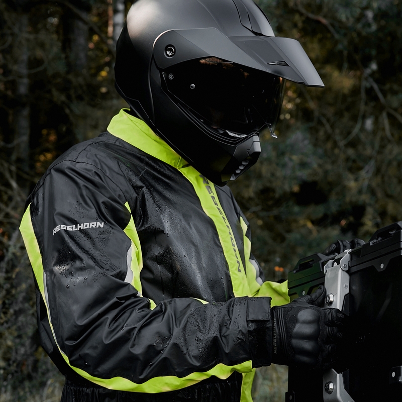 Moto bunda do dažďa Rebelhorn Patrol fluo žlto-čierna