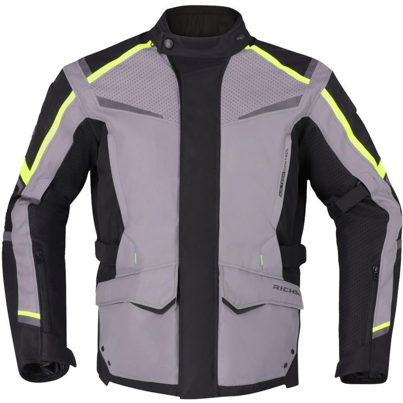 Bunda na motocykel RICHA Tundra čierno-šedo-fluorescenčno žltá výpredaj