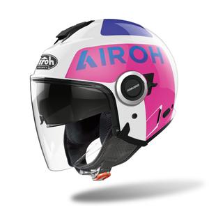 Otvorená prilba na motocykel Airoh Helios Up 2022 bielo-modro-ružová