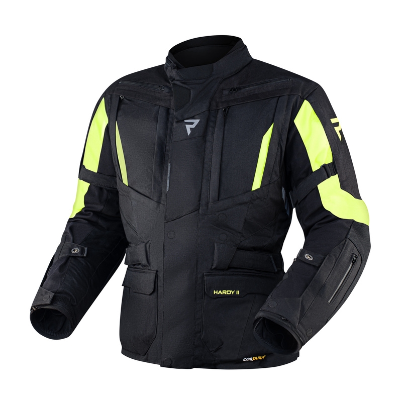 Bunda na motocykel Rebelhorn Hardy II čierno-fluorescenčno žltá výpredaj Veľkosť: 7XL