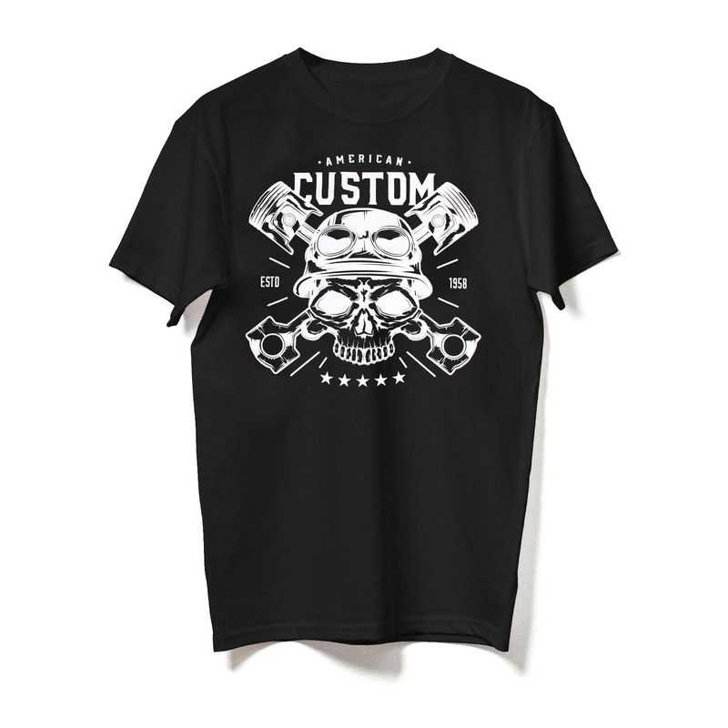 Tričko RSA American Custom Skull čierné výpredaj