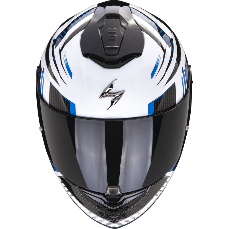 Integrálna prilba na motocykel Scorpion EXO-1400 EVO Air Shell bielo-modrá