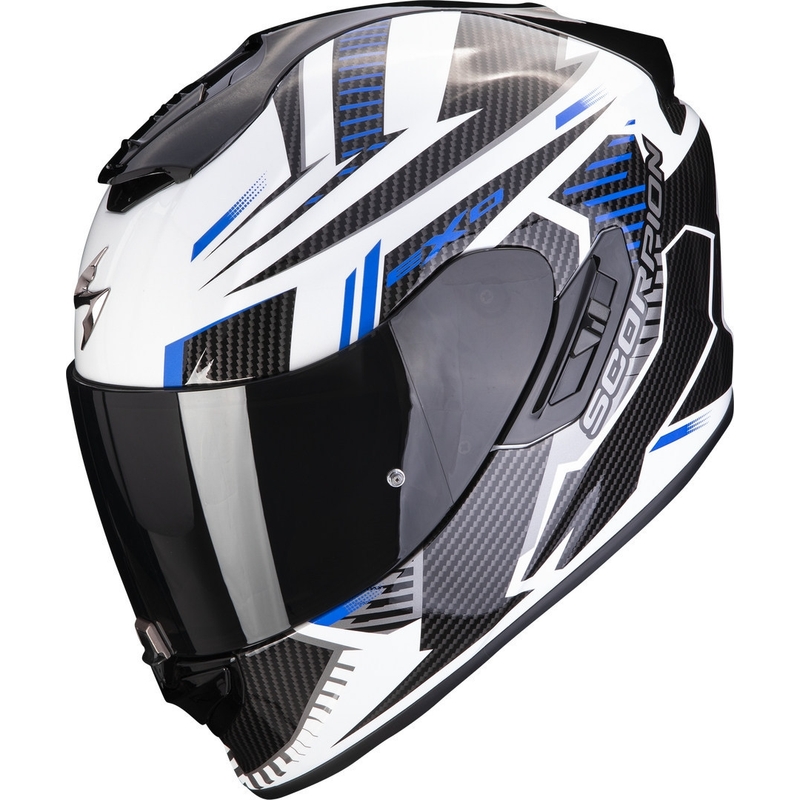 Integrálna prilba na motocykel Scorpion EXO-1400 EVO Air Shell bielo-modrá