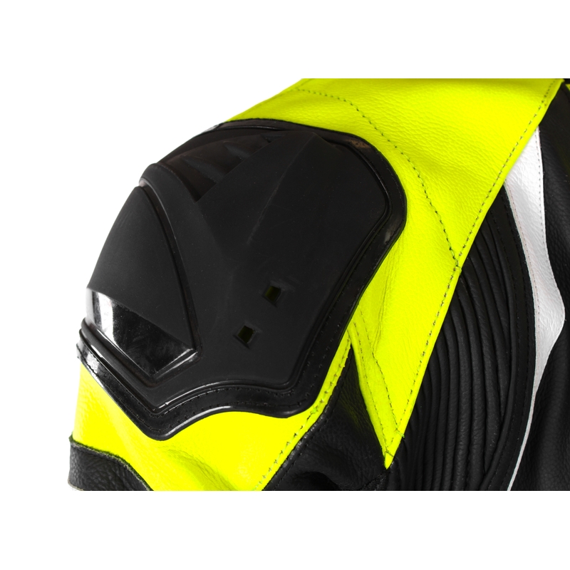 Kombinéza na motocykel RSA GT2 čierno-bielo-fluorescenčno žltá výpredaj
