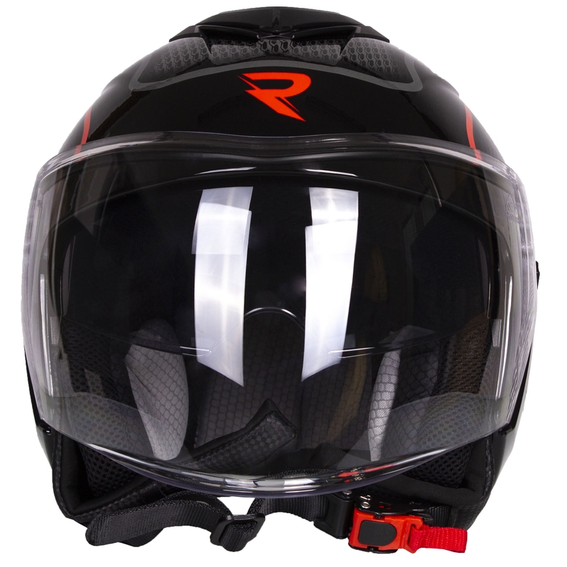 Otvorená prilba na motocykel Street Racer Pilot čierno-červená - II. akosť