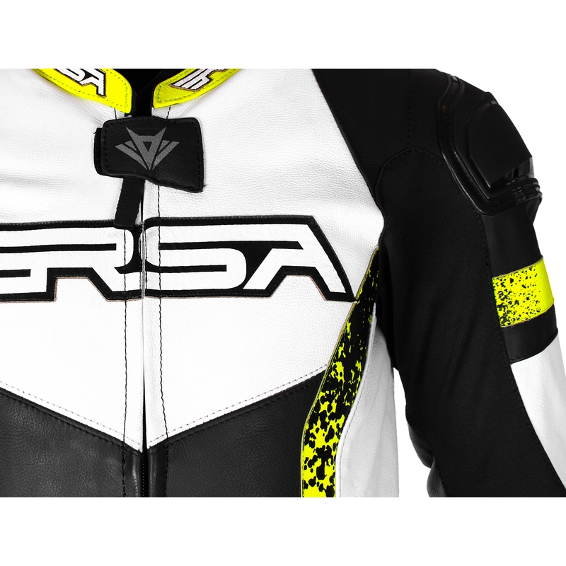 Kombinéza na motocykel RSA Imola 2 čierno-bielo-fluorescenčno žltá výpredaj
