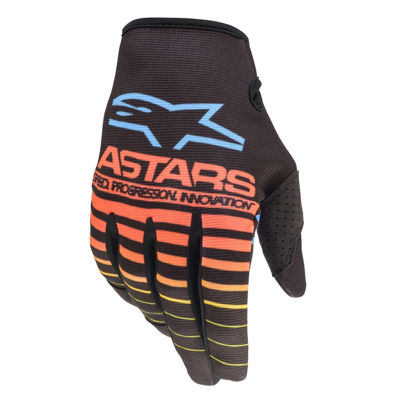 Detské motokrosové rukavice Alpinestars Radar čierno-oranžovo-fluorescenčno žlté