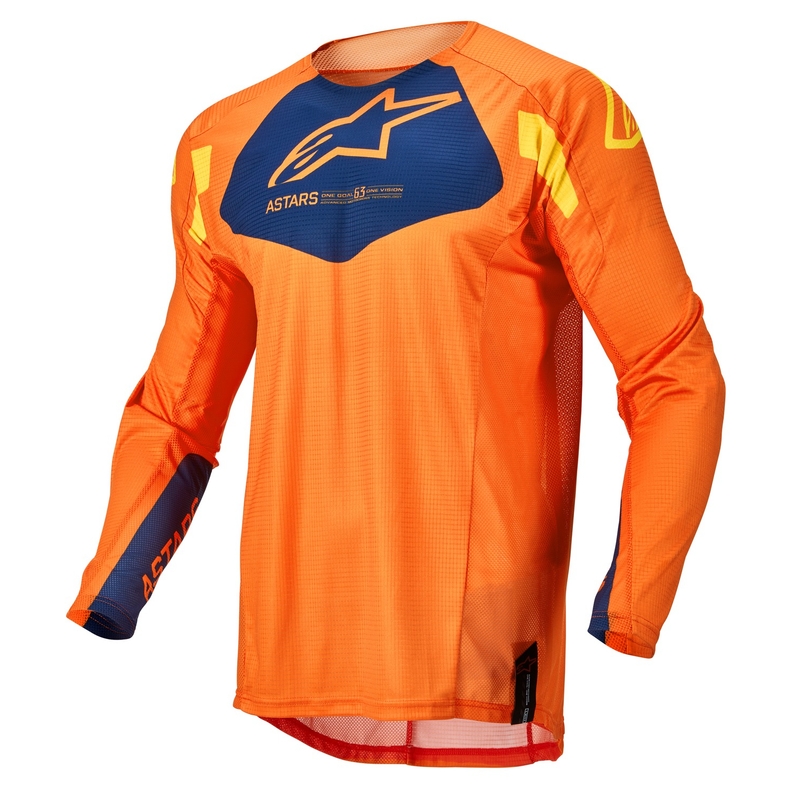 Detský motokrosový dres Alpinestars Racer Factory oranžovo-modro-žltý