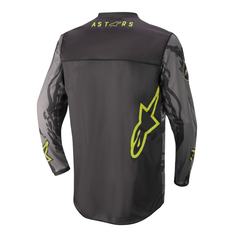 Detský motokrosový dres Alpinestars Racer Tactical camo čierno-šedo-fluo žltý