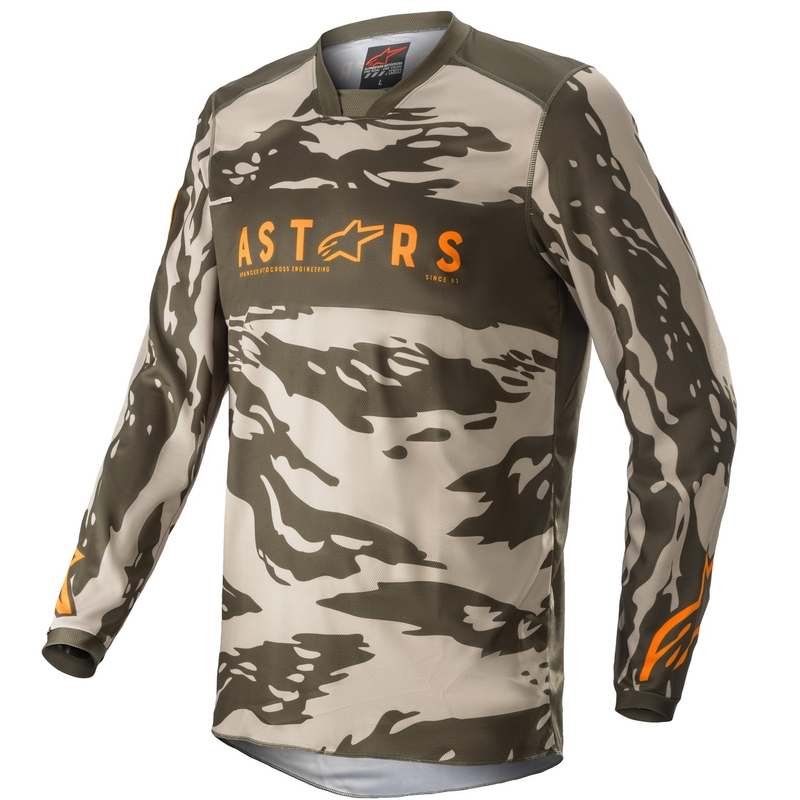 Detský motokrosový dres Alpinestars Racer Tactical camo zeleno-béžovo-oranžový