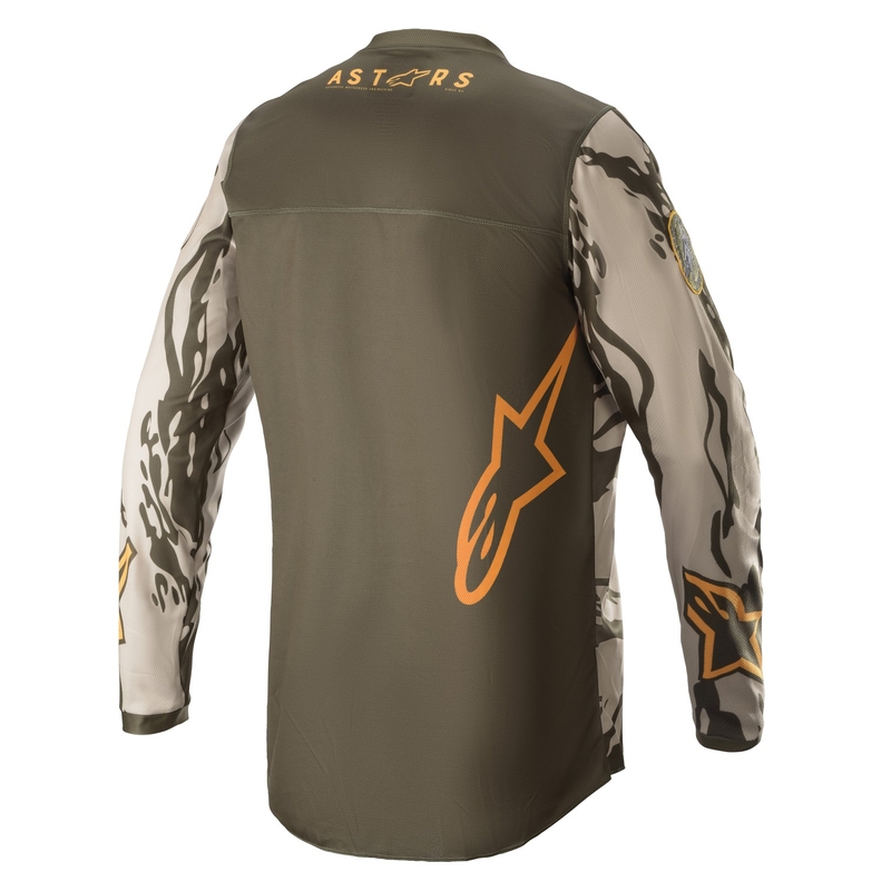 Detský motokrosový dres Alpinestars Racer Tactical camo zeleno-béžovo-oranžový