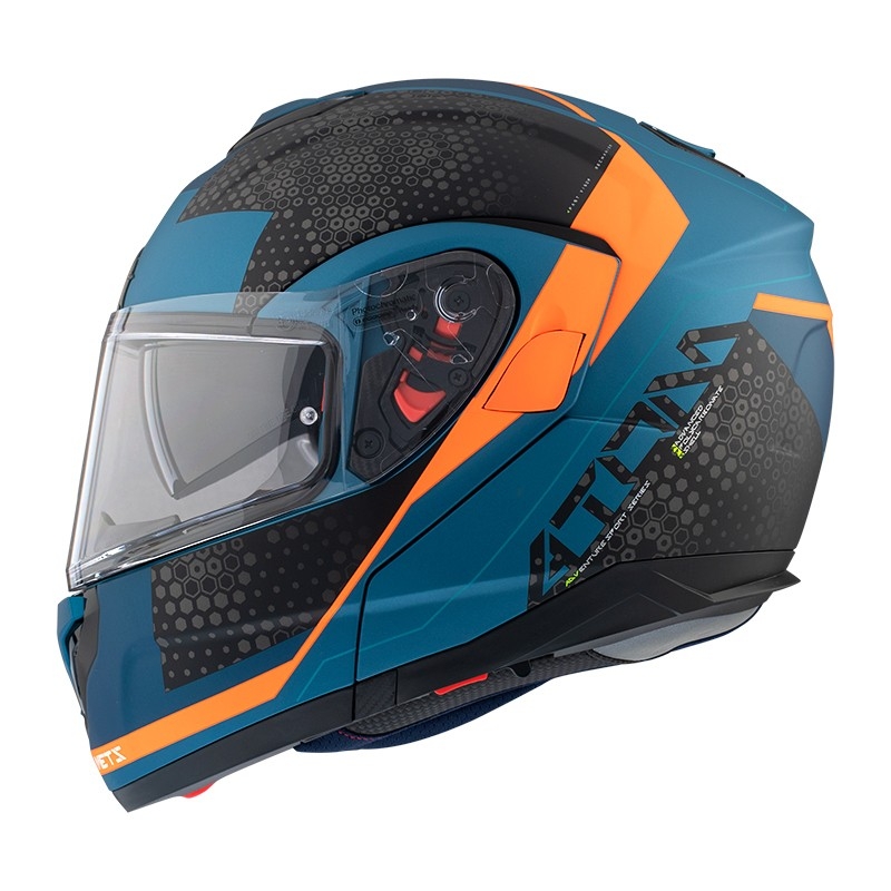 Odklápacia prilba na motocykel MT Atom SV Adventure B7 čierno-modro-oranžová výpredaj