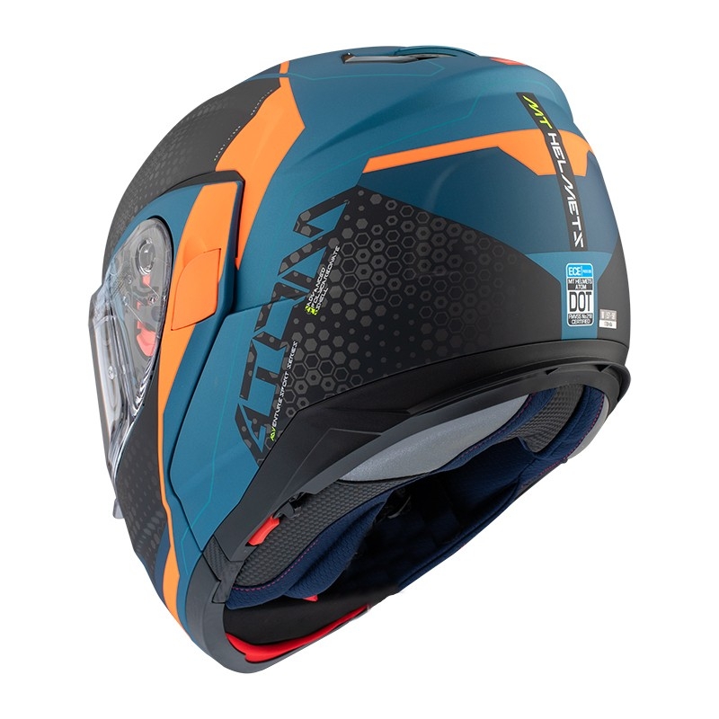 Odklápacia prilba na motocykel MT Atom SV Adventure B7 čierno-modro-oranžová výpredaj