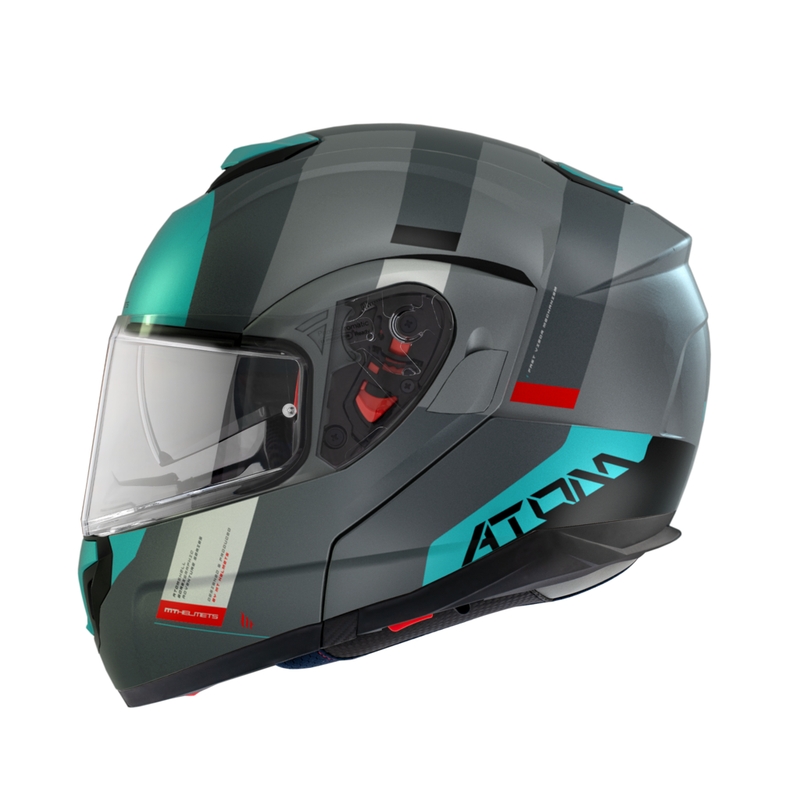 Odklápacia prilba na motocykel MT Atom SV Gorex C2 sivo-tyrkysová