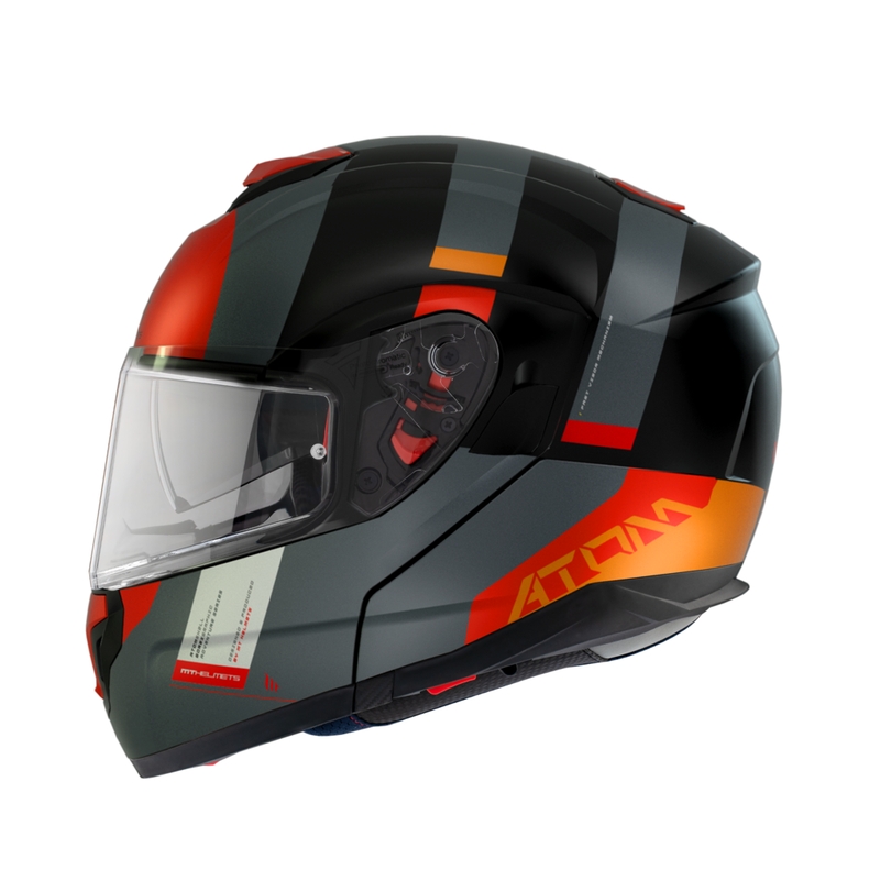 Odklápacia prilba na motocykel MT Atom SV Gorex B4 čierno-sivo-červeno-oranžová výpredaj
