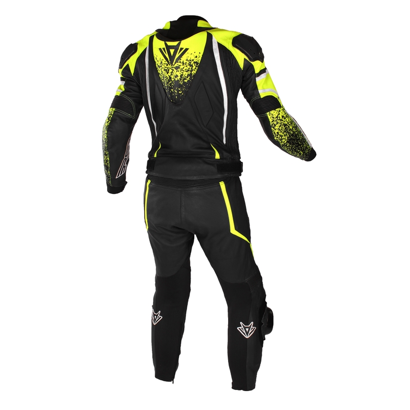 Kombinéza na motocykel RSA GT2 čierno-bielo-fluorescenčno žltá výpredaj