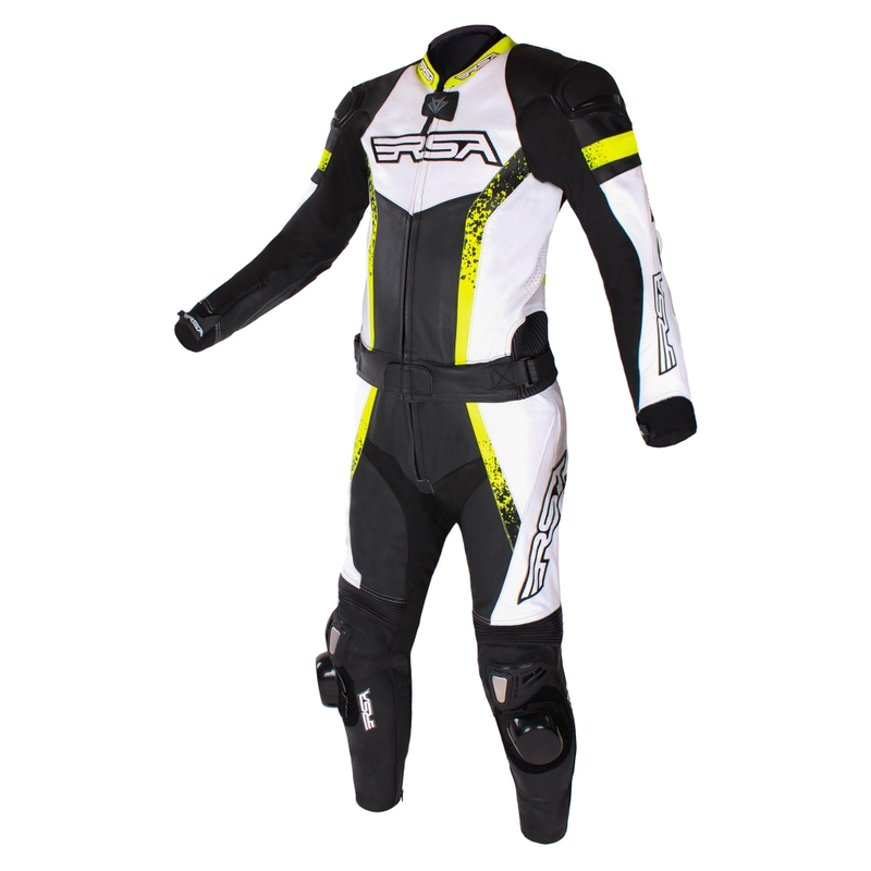 Kombinéza na motocykel RSA Imola 2 čierno-bielo-fluorescenčno žltá výpredaj